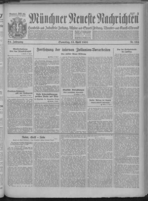 Münchner neueste Nachrichten Samstag 18. April 1931