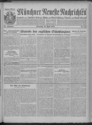 Münchner neueste Nachrichten Dienstag 28. April 1931