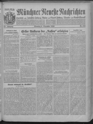 Münchner neueste Nachrichten Dienstag 6. Dezember 1932