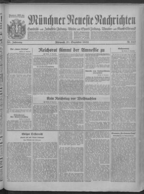 Münchner neueste Nachrichten Mittwoch 21. Dezember 1932