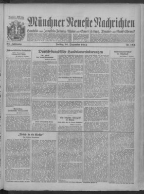 Münchner neueste Nachrichten Freitag 30. Dezember 1932