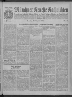 Münchner neueste Nachrichten Samstag 31. Dezember 1932