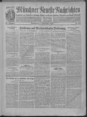 Münchner neueste Nachrichten Donnerstag 1. September 1932