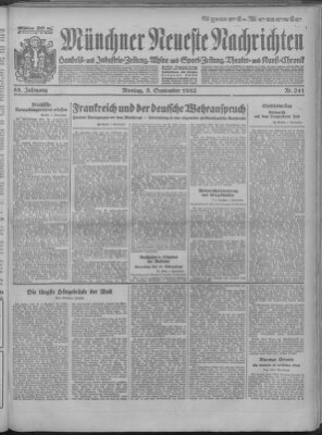 Münchner neueste Nachrichten Montag 5. September 1932