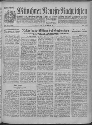 Münchner neueste Nachrichten Saturday 10. September 1932