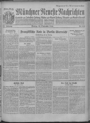 Münchner neueste Nachrichten Montag 12. September 1932