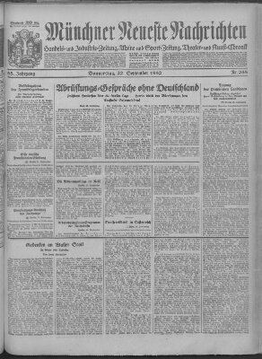 Münchner neueste Nachrichten Donnerstag 22. September 1932