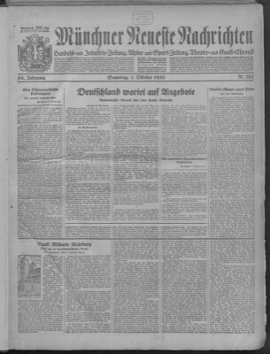 Münchner neueste Nachrichten Samstag 1. Oktober 1932