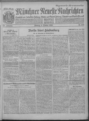 Münchner neueste Nachrichten Montag 3. Oktober 1932