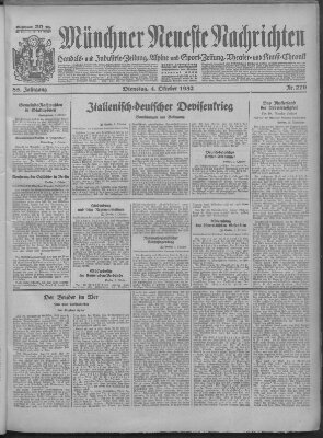 Münchner neueste Nachrichten Dienstag 4. Oktober 1932