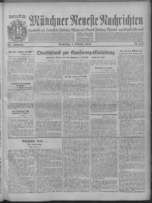 Münchner neueste Nachrichten Samstag 8. Oktober 1932