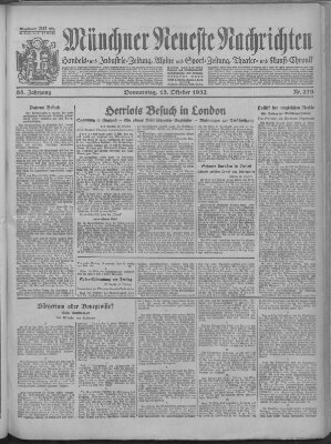 Münchner neueste Nachrichten Donnerstag 13. Oktober 1932