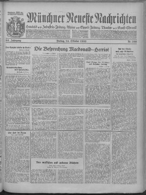 Münchner neueste Nachrichten Freitag 14. Oktober 1932