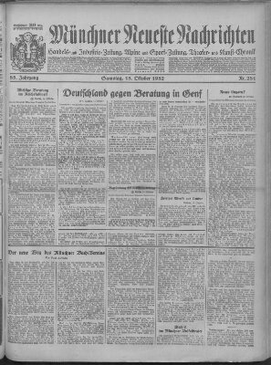 Münchner neueste Nachrichten Samstag 15. Oktober 1932