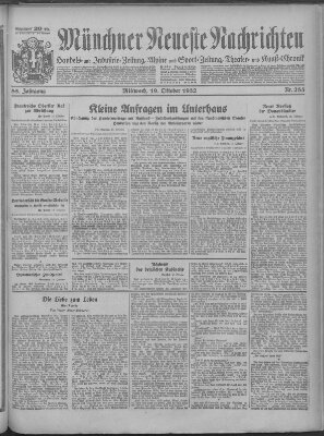 Münchner neueste Nachrichten Mittwoch 19. Oktober 1932