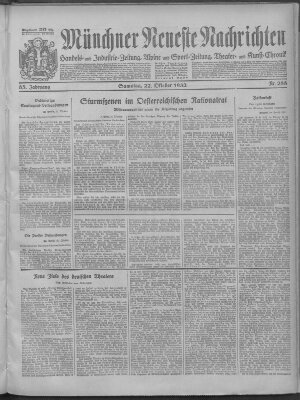 Münchner neueste Nachrichten Samstag 22. Oktober 1932