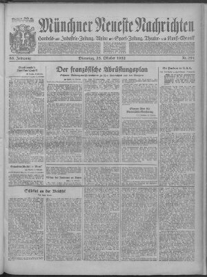 Münchner neueste Nachrichten Dienstag 25. Oktober 1932