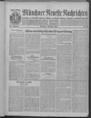 Münchner neueste Nachrichten Montag 1. Februar 1932