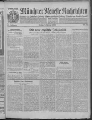 Münchner neueste Nachrichten Freitag 5. Februar 1932