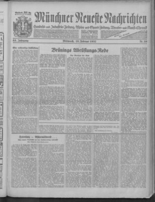 Münchner neueste Nachrichten Mittwoch 10. Februar 1932