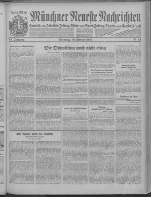 Münchner neueste Nachrichten Dienstag 16. Februar 1932