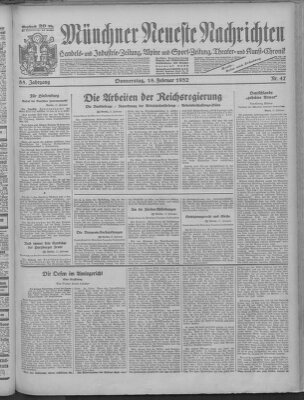 Münchner neueste Nachrichten Donnerstag 18. Februar 1932