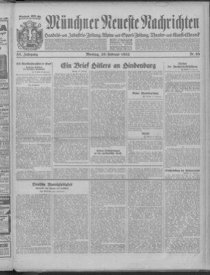 Münchner neueste Nachrichten Montag 29. Februar 1932