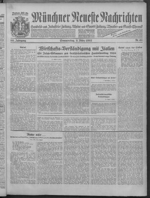 Münchner neueste Nachrichten Thursday 3. March 1932