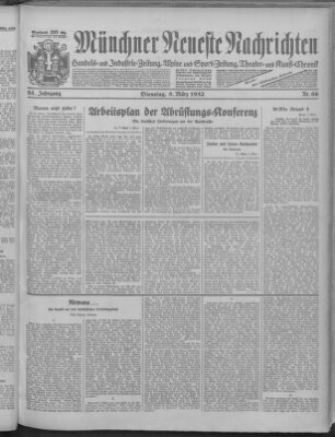 Münchner neueste Nachrichten Dienstag 8. März 1932