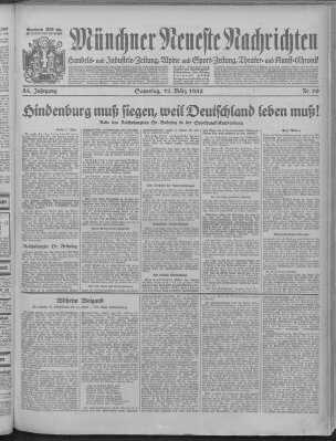 Münchner neueste Nachrichten Samstag 12. März 1932