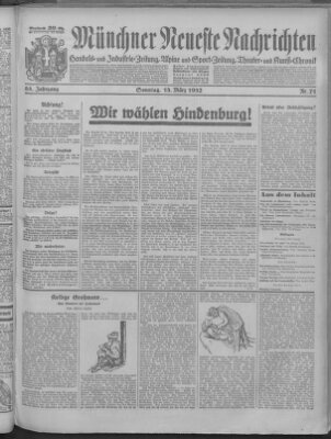 Münchner neueste Nachrichten Sonntag 13. März 1932