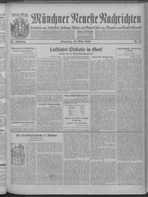 Münchner neueste Nachrichten Dienstag 15. März 1932