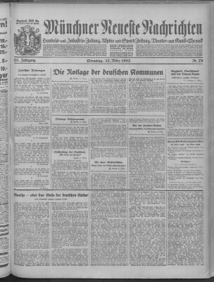 Münchner neueste Nachrichten Dienstag 22. März 1932