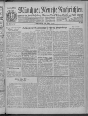 Münchner neueste Nachrichten Donnerstag 31. März 1932