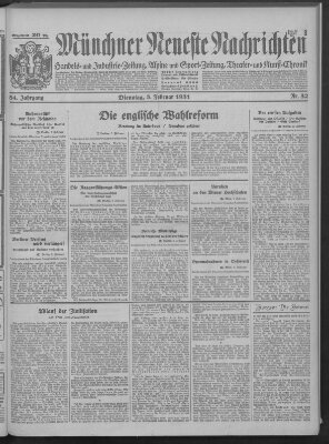 Münchner neueste Nachrichten Dienstag 3. Februar 1931