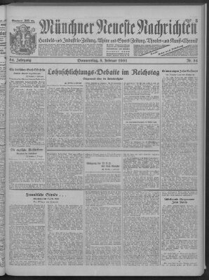 Münchner neueste Nachrichten Donnerstag 5. Februar 1931