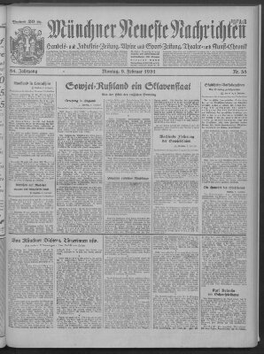 Münchner neueste Nachrichten Montag 9. Februar 1931