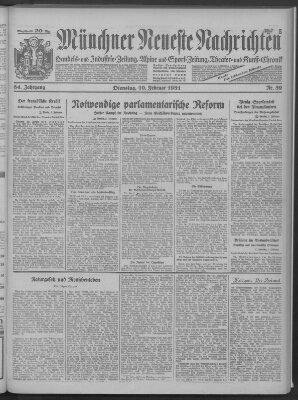 Münchner neueste Nachrichten Dienstag 10. Februar 1931