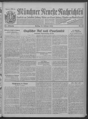 Münchner neueste Nachrichten Friday 13. February 1931