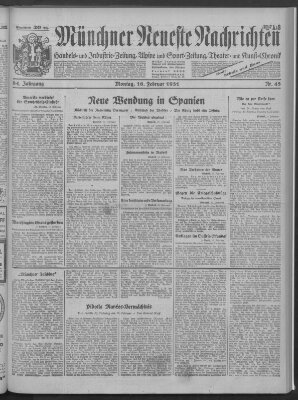 Münchner neueste Nachrichten Montag 16. Februar 1931