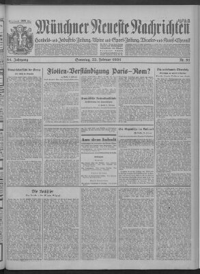 Münchner neueste Nachrichten Sonntag 22. Februar 1931