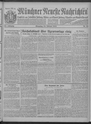 Münchner neueste Nachrichten Dienstag 24. Februar 1931