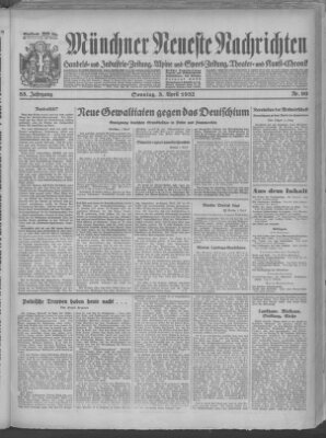 Münchner neueste Nachrichten Sonntag 3. April 1932