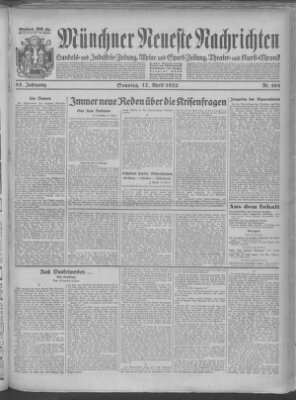 Münchner neueste Nachrichten Sonntag 17. April 1932