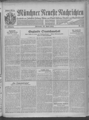 Münchner neueste Nachrichten Mittwoch 20. April 1932