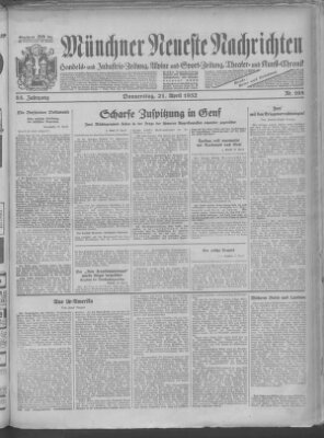 Münchner neueste Nachrichten Thursday 21. April 1932