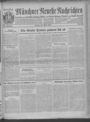 Münchner neueste Nachrichten Friday 22. April 1932