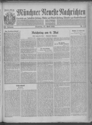 Münchner neueste Nachrichten Samstag 23. April 1932