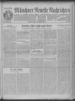 Münchner neueste Nachrichten Donnerstag 28. April 1932