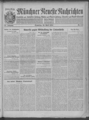 Münchner neueste Nachrichten Samstag 30. April 1932